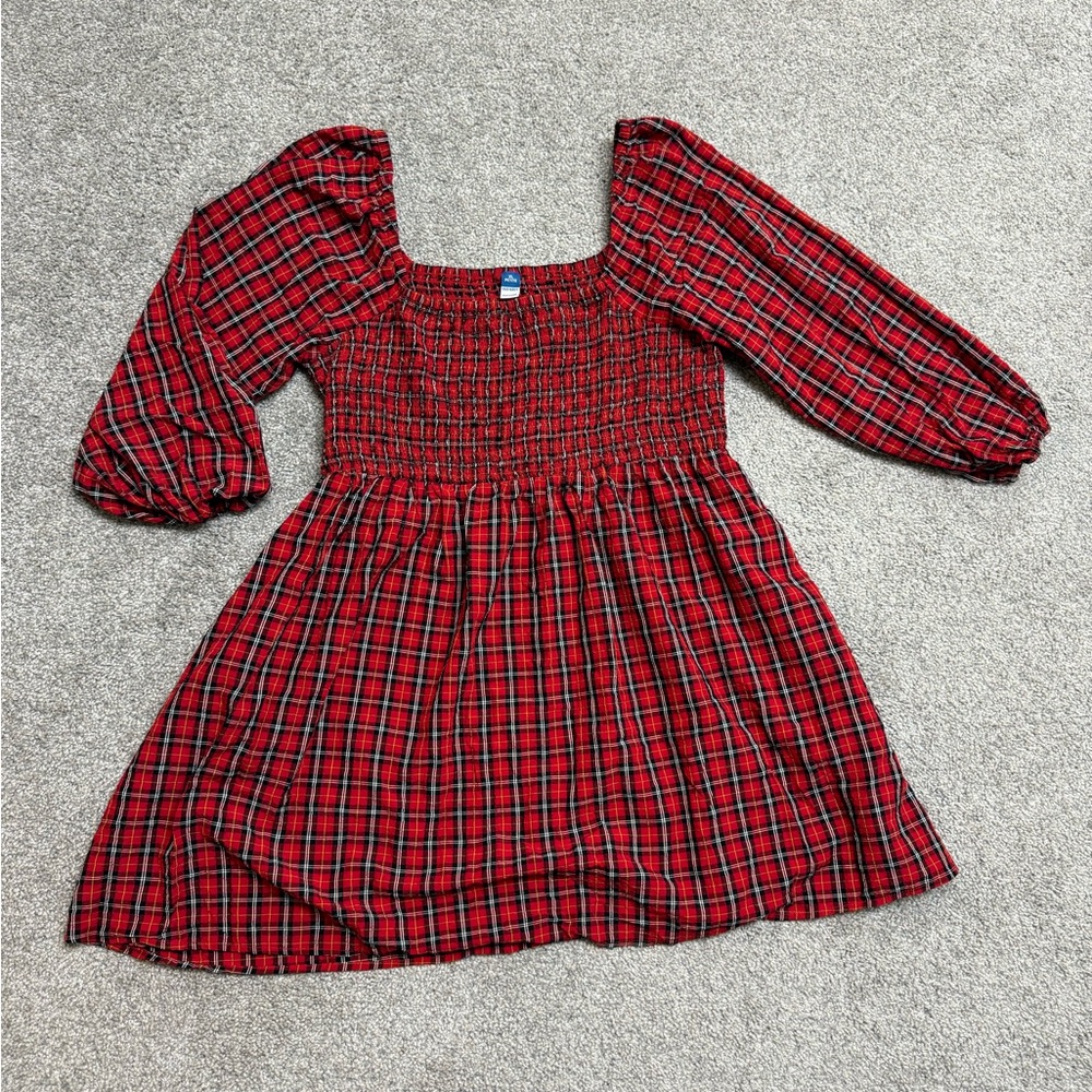 Old Navy Red and Black Plaid Dress